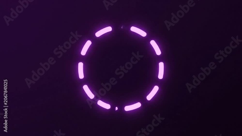 Glowing neon purple dashed circle loading animation loop