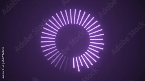 Glowing purple circular loading bar animation with radial lines