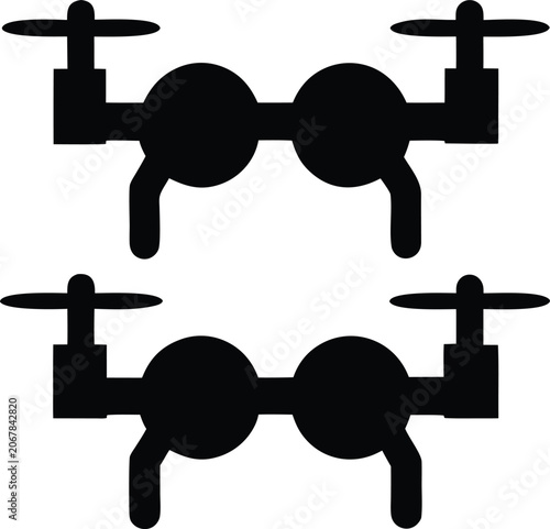 drone swarm icon Black silhouette vector illustration on transparent background