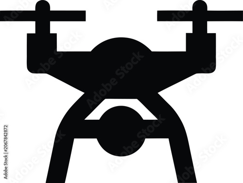 drone survey icon Black silhouette vector illustration on transparent background