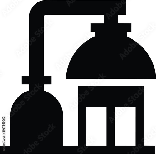 cryogenic cooling icon Black silhouette vector illustration on transparent background