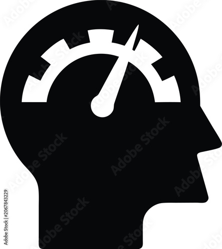 cognitive load score icon Black silhouette vector illustration on transparent background