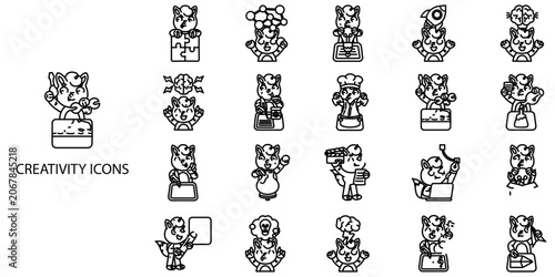 Creativity simple Technical Drawing concept 24 Black and White color icons set .Vector illustration.
