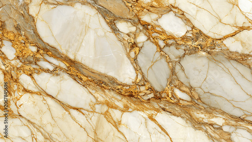 Foto Marble texture with golden brown and white natural stone pattern