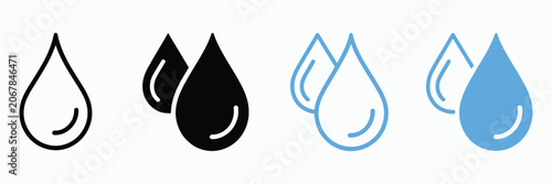 Cuadro en lienzo Water Drop Icon Featuring Raindrop Wet Symbol Oil Liquid Dew and Blue Dripping D