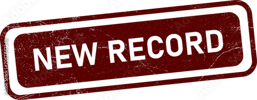 Canvastavla Red stamp with white border and new record text on white background