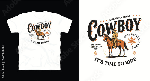 American made cowboy outlaw threads co its time to ride t-shirt.