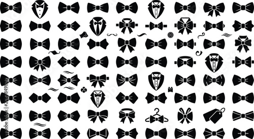 Fotografía Bow tie icons set with tuxedo gentleman fashion suit accessories wedding formal