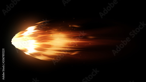 Realistic Fireball Meteor with Flame Trail VFX Effect
