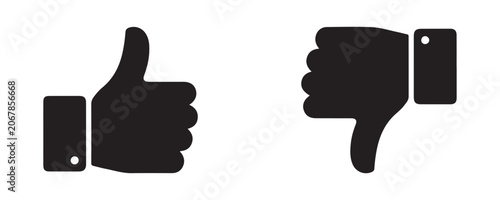 Tableau sur toile Like and dislike thumbs up and thumbs down hand gesture icons on transparent background for design