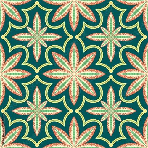 Vintage Ornamental Floral Mandala Seamless Pattern in Ethnic Decorative Style