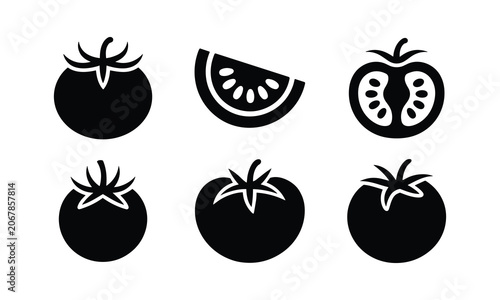 Cuadro en lienzo Tomato vector icon set