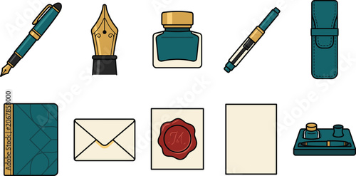 Canvastavla Fountain Pen Writing Set Collection with Ink Bottle Stationery and Correspondenc