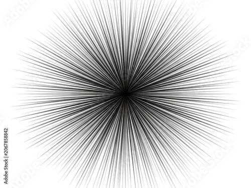 Abstract black and white radial lines artwork