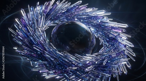 Swirling Blue Abstract Light Streaks in Dark Circular Motion with Glowing Center