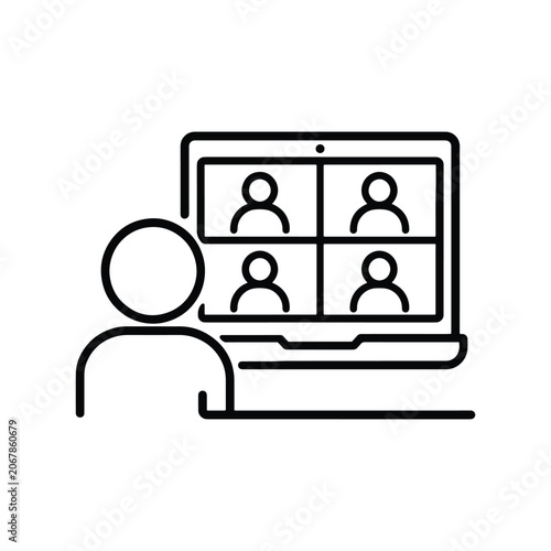 Video Call Meeting Clean Line Art Icon Design Collection