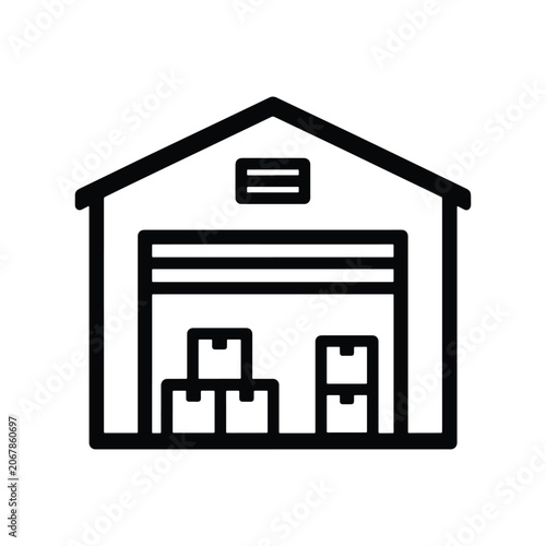 Warehouse Clean Line Art Icon Design Collection