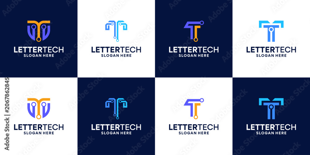 Fototapeta premium Collections of initial letter X logo design. X tech, X connect, X circuit logo concept