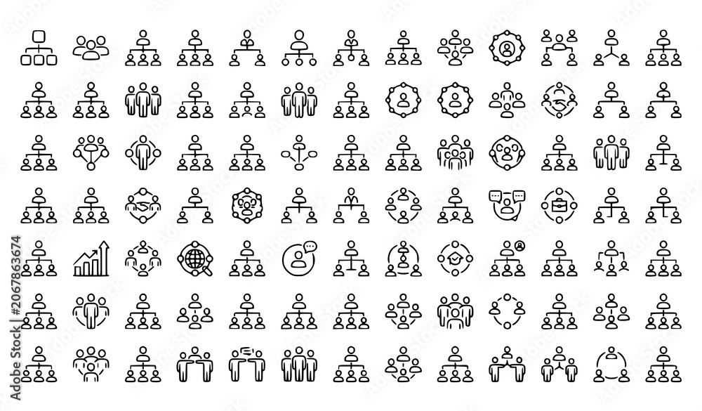 Fototapeta premium Privacy Policy and Data Security Line Icons Set with Protection Access Control and Network Safety Symbols