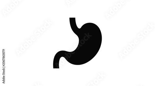 Quadro em tela Stomach Silhouette Against A White Background Vector Illustration