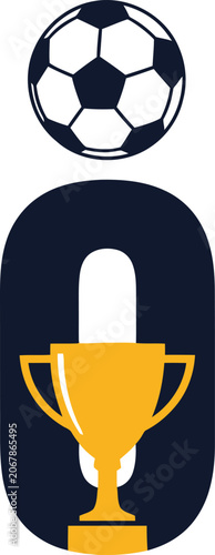 Football Number Zero with Soccer Ball and Trophy Icon Modern Sports Vector Illustration