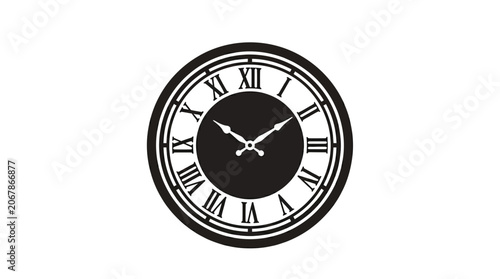 Valokuva Roman numeral clock face black vector illustration on white background