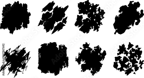 Bilde på lerret Abstract grunge texture brush strokes and black paint blot silhouettes vector bu