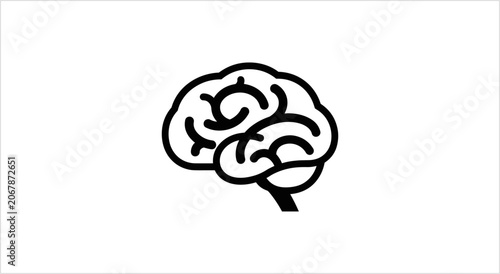 Bild auf Leinwand Stylized Black and White Brain Icon for Medical and Science Concepts