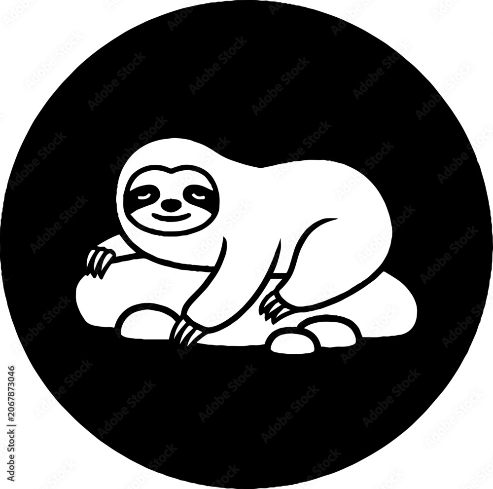 Obraz premium Cute Sloth Illustration with Smiling Face and Claws.