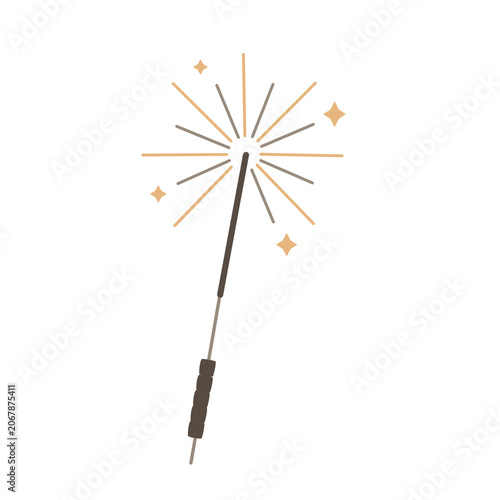 Sparkler Stick Burst Flat Vector 4th July Clipart