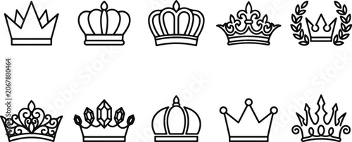Quadro em tela Black and white crown icons