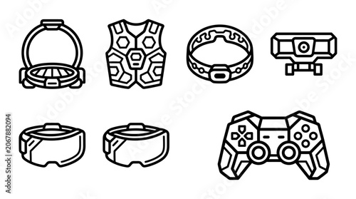 Bild auf Leinwand Virtual Reality and Gaming Gadgets Icons