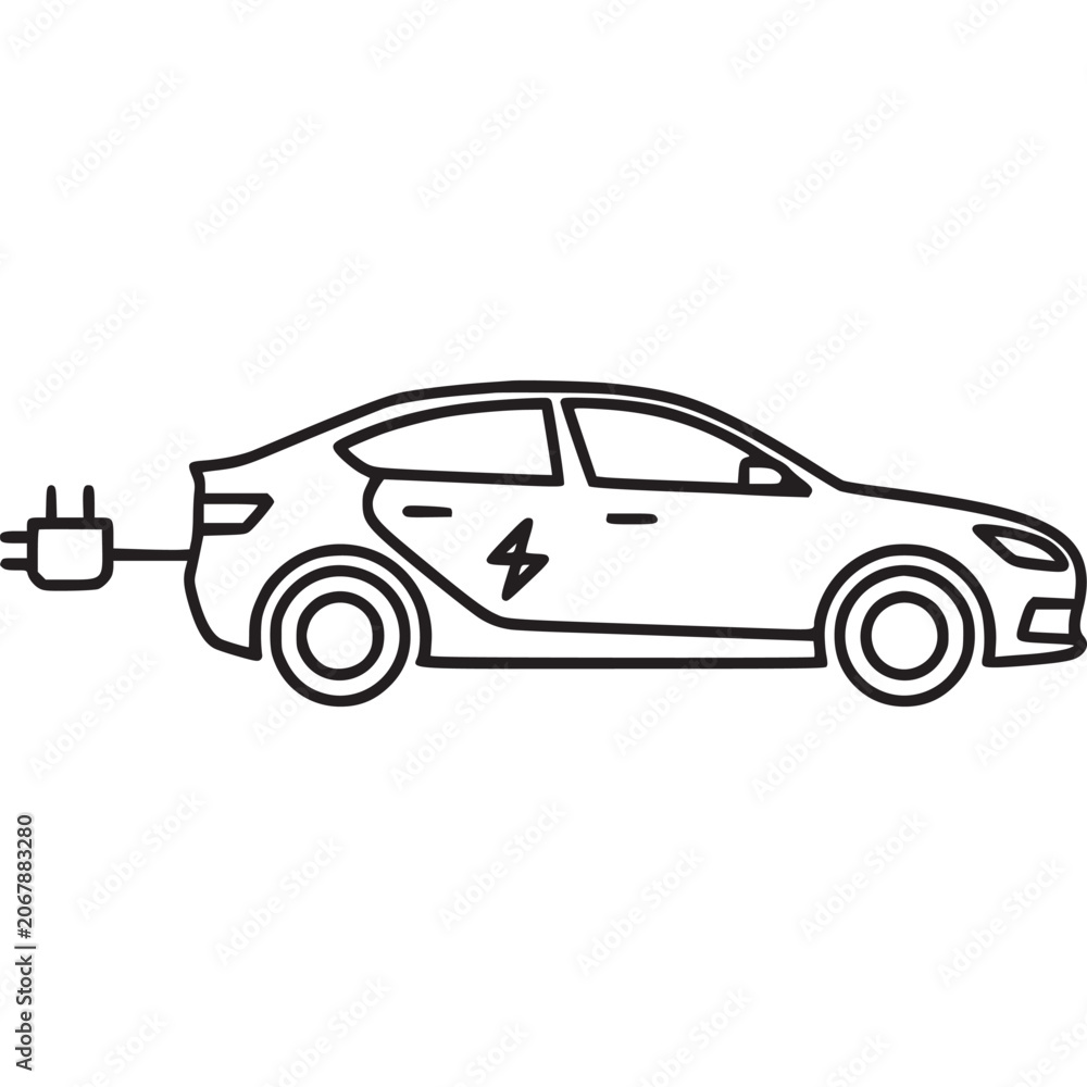 Fototapeta premium Electric car, eco-friendly vehicle, charging, sustainable transport, automotive icon