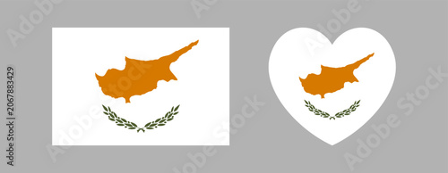 Tableau sur toile Cyprus flag badge, icon rectangle, heart shape