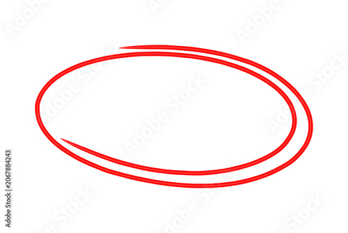 Hand drawn red circle highlight marker shape for editorial design