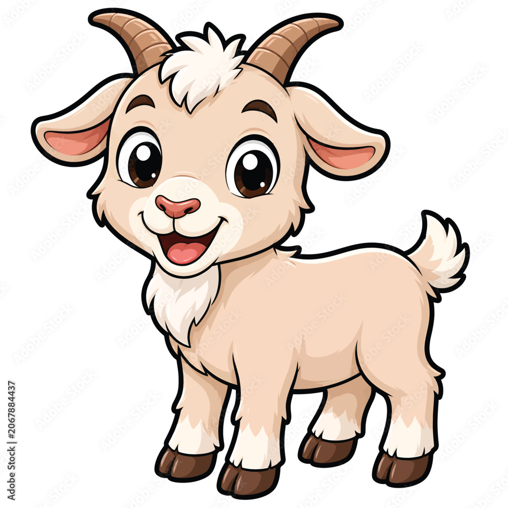 Fototapeta premium Cute Baby Goat Illustration For Farm Animal Agriculture And Rural Lifestyle Creative Designs