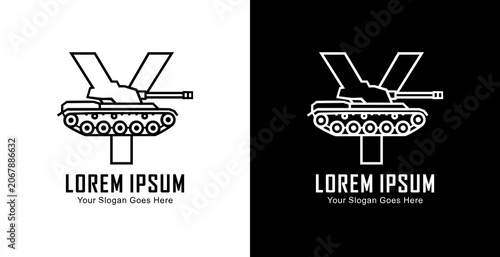 Cuadro en lienzo Logo design featuring the letter Y combined with a tank