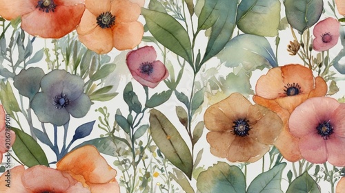 watercolor illustration, botanical art, transparent watercolor layers, ink outlines, fine art painting ai