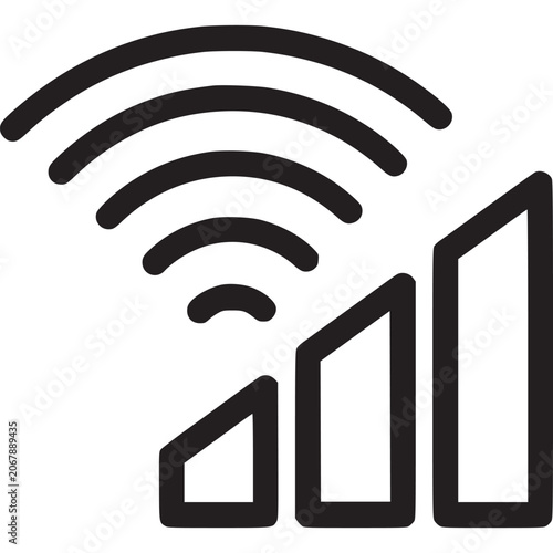 Photos WiFi signal strength icon, network coverage symbol, wireless connectivity sign,