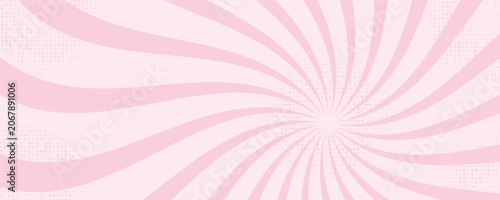 Pink ice-cream swirl background. Spiral candy pattern. Groovy vector strawberry color sunburst twirl. Radial lollipop stripes backdrop. Abstract fun birthday banner. Vintage sun rays illustration