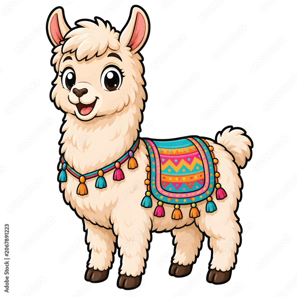 Fototapeta premium Cute Llama Illustration For Farm Animal Education And Children's Design Projects