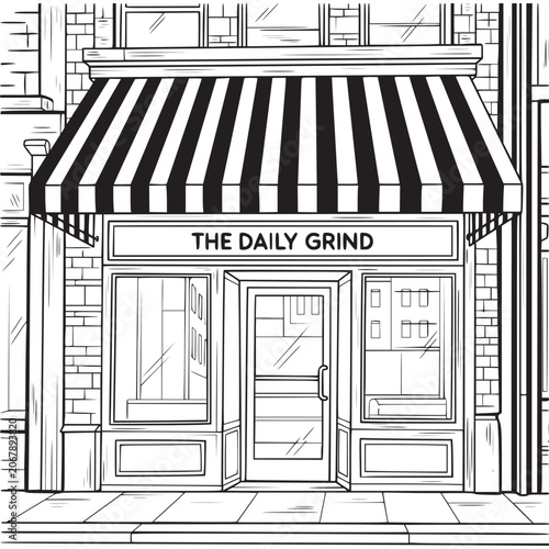 The Daily Grind Coffee Shop Storefront.