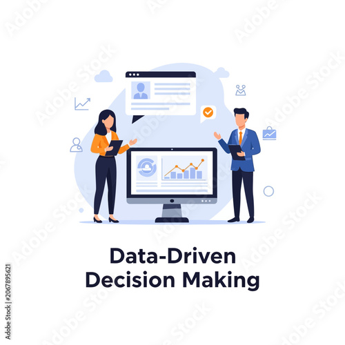 Business people analyzing data for decision making