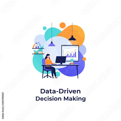 Woman analyzing data for business decision making at computer