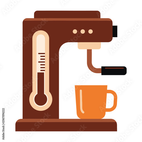 Coffee Maker Machine with Temperature Gauge and Mug Icon for Cafe Kitchen Design