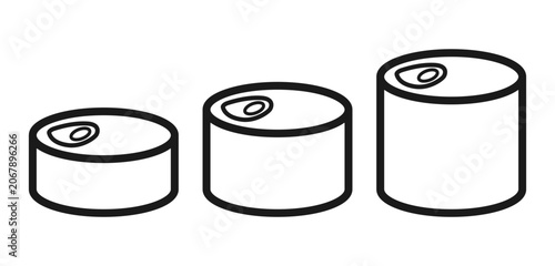 缶詰のシンプルな線画アイコン3個セット