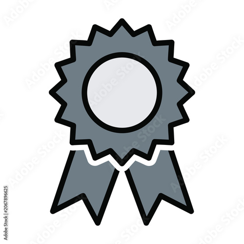 Grey Award Medal Icon With Ribbons Representing Achievement Success And Excellence