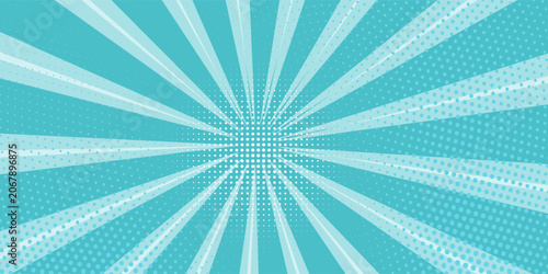 Schilderij op canvas Blue Sunny haze pop art retro vector background