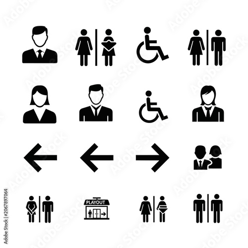 Collection of Accessibility and Directional Icons.