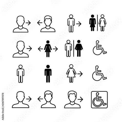 Collection of gender and accessibility icons.